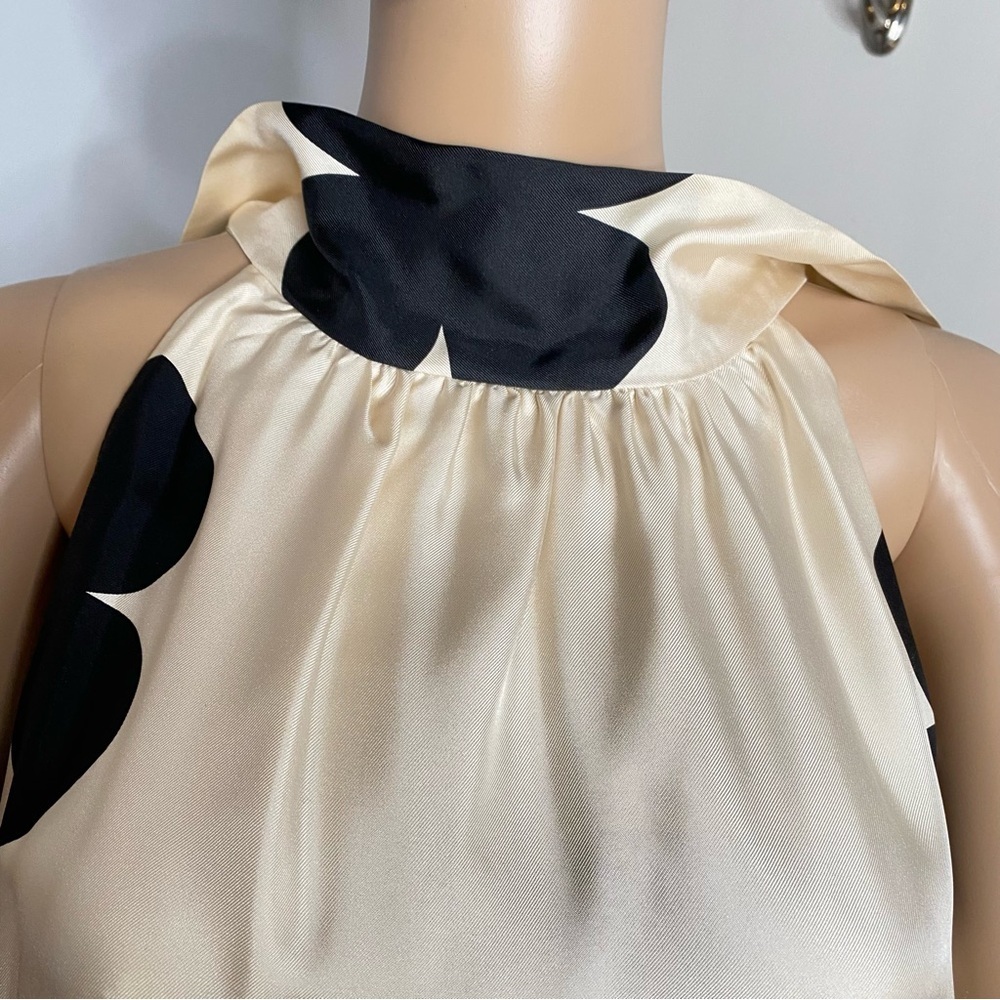Elegant & Classy Black and Cream Floral Dress 100% Silk - Size 10 - Picture 13 of 15